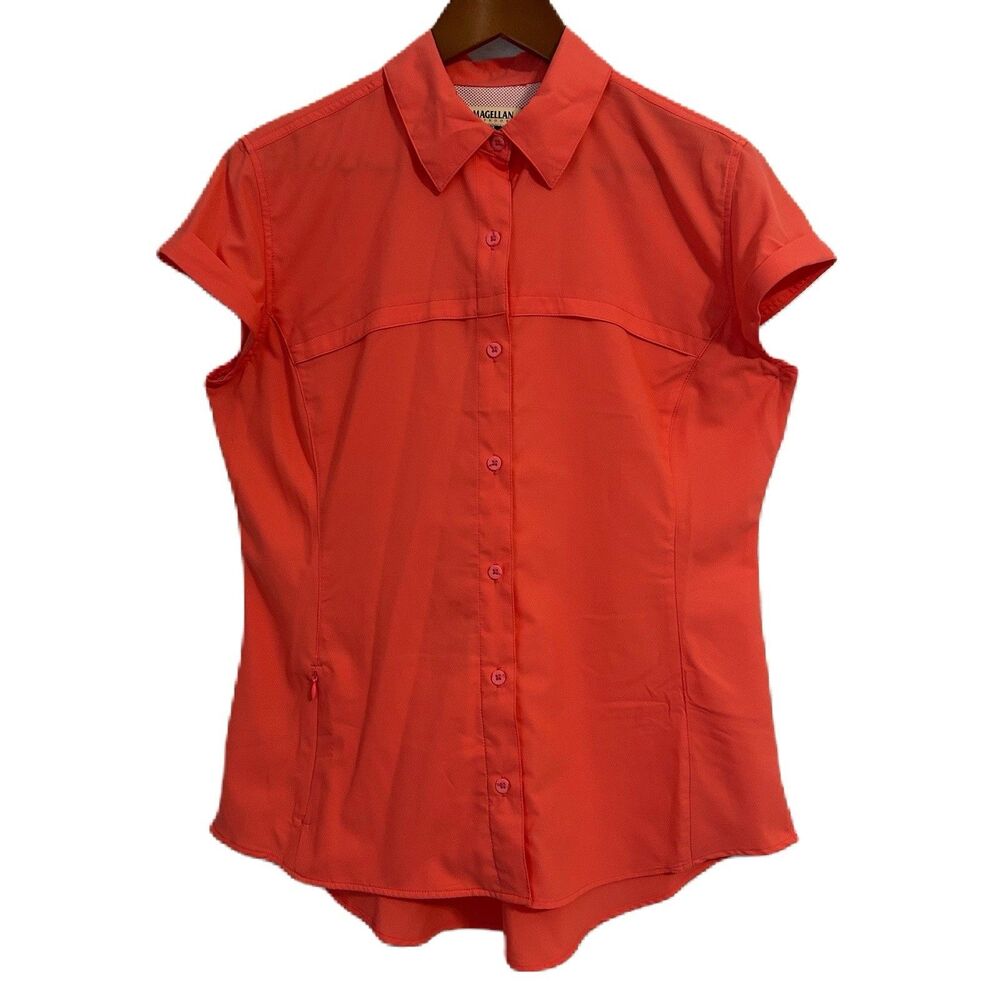 Magellan Fish Gear Shirt Women L Coral Outdoor Pocket Athleisure Comfy Sporty